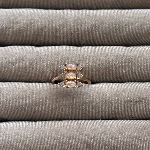 Avon Jewelry - Avon Gold-Tone Pink Opal Triple Stone Ring